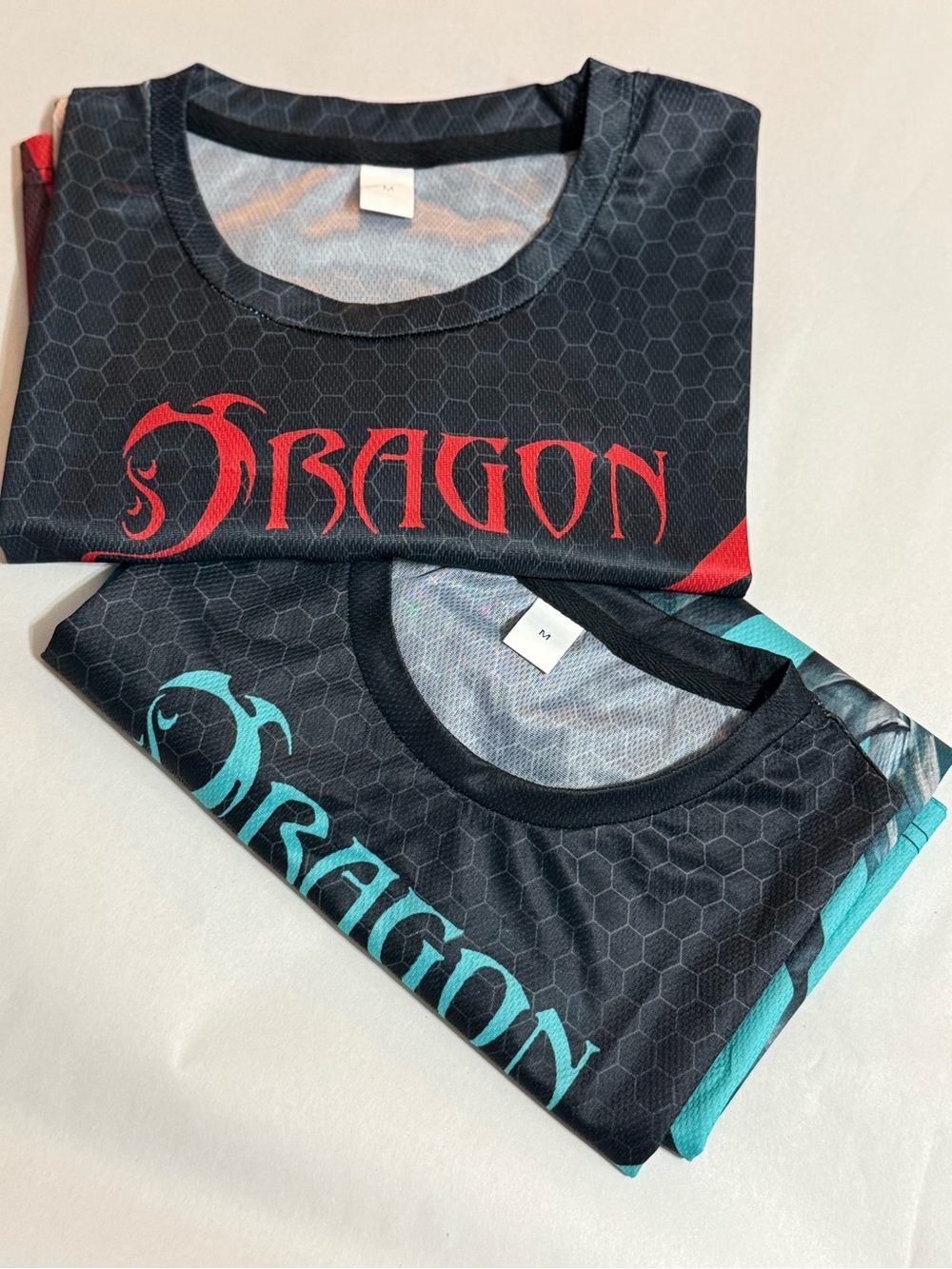 NWOT 2 pack 1 Red & 1 Teal Dragon Graphic both sides T-shirts Tees size Medium - Picture 12 of 13